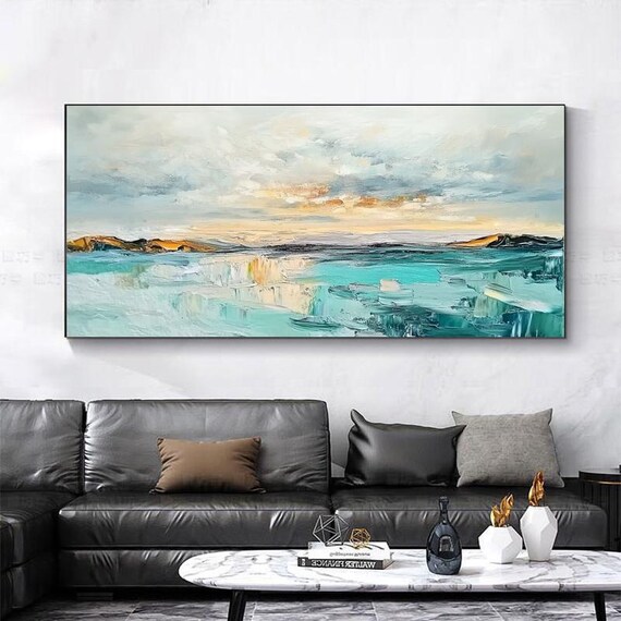 Hand Painted Abstract Oil Painting Luxury Landscape Wall Art Modern Minimalist Artwork For Living Room Entryway Dining Room