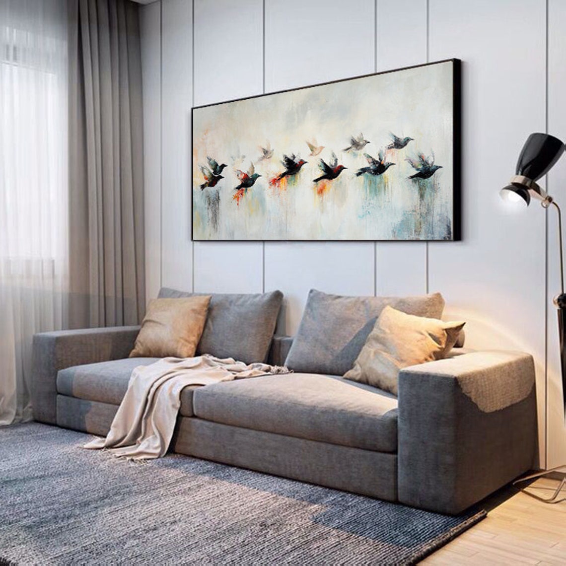 Colorful Birds in Flight Across a Soft Dreamy Pastel Sky Poster - Image 2