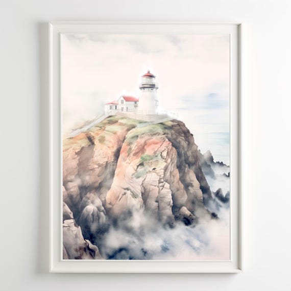 Point Reyes Lighthouse Print Wall Art Coastal Landscape Nautical