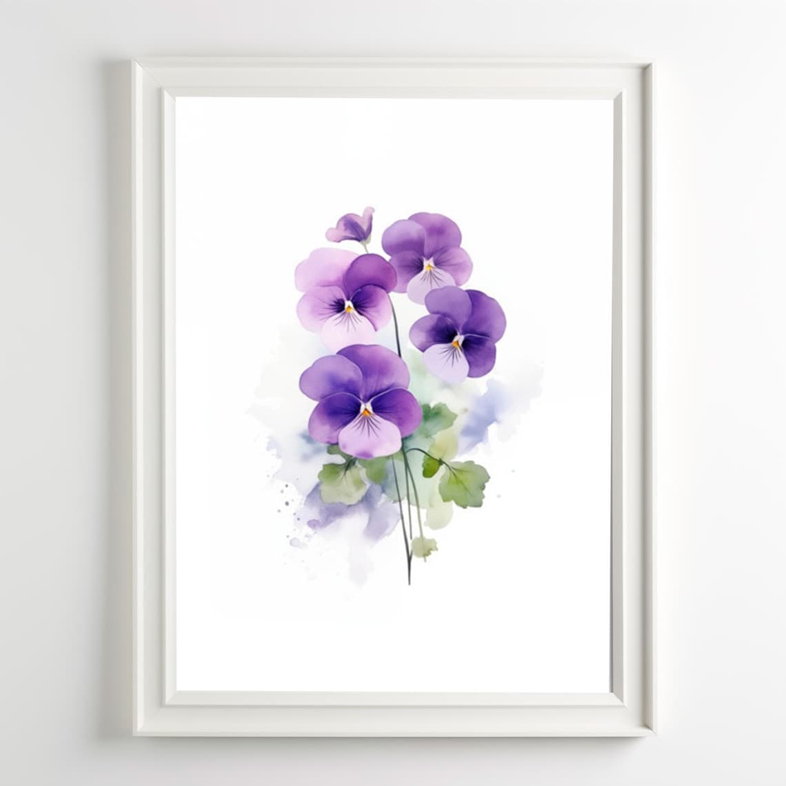 Purple Pansy Watercolor Flower Minimalist Botanical Wall Art