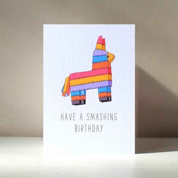 Pinata A6 Personalised Smashing Sweets Sweetie Treat Sugar Party Funny Pun Happy Birthday Love Greeting Card