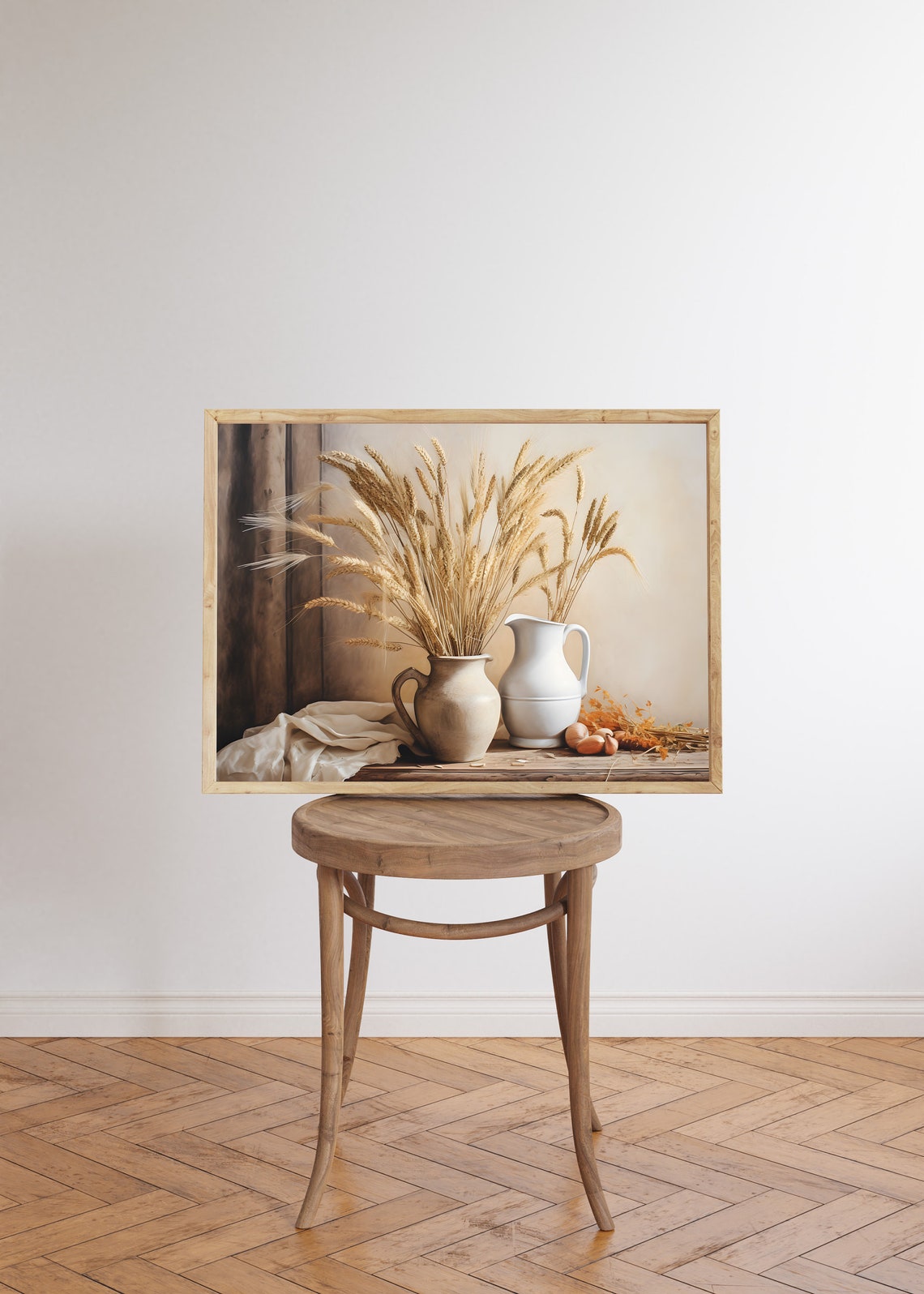 Wheat Sheaves in an Earthenware Jug Rustic Harvest Table Wall Art - Image 5