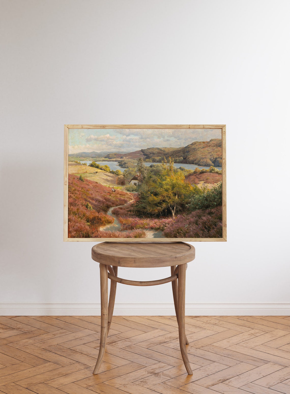 Rustic Lake Landscape Painting Antique Cottage Autumn Hills Art Poster - Image 7