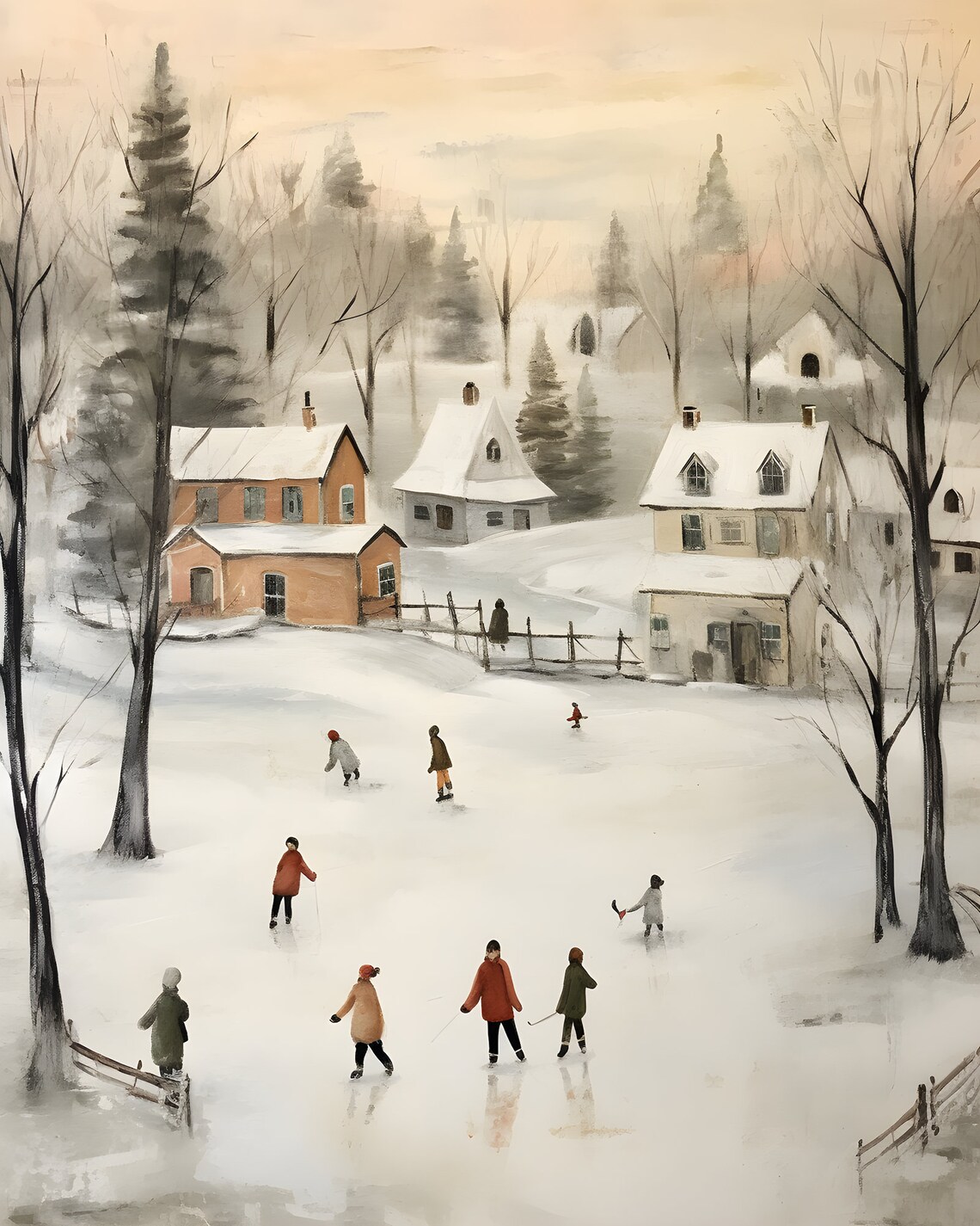 Christmas Village Ice Skating Holiday Poster - Image 6