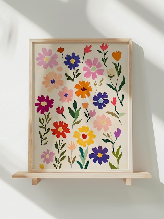 Colorful Wildflower Scatter Modern Garden Floral Home Decor Poster