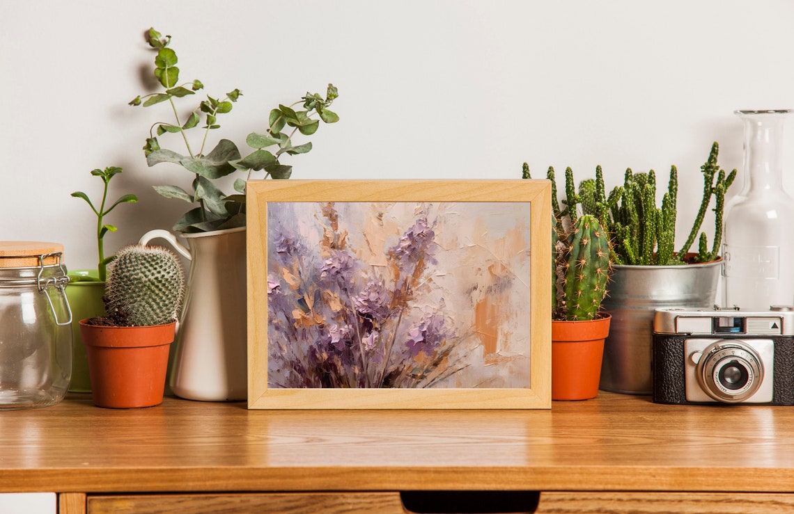 Muted Lavender Floral Abstract Painting Modern Botanical Art Poster - Image 3