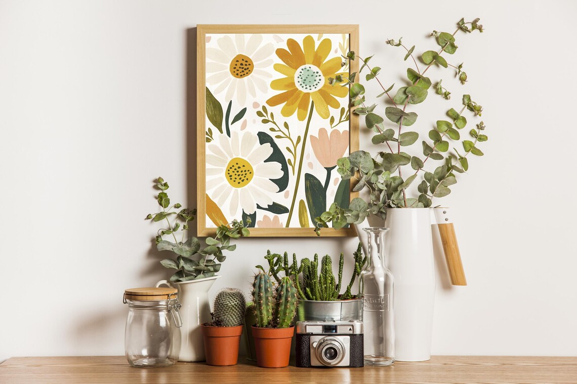 Daisy Boho Girls Room Botanical Art Print - Image 4