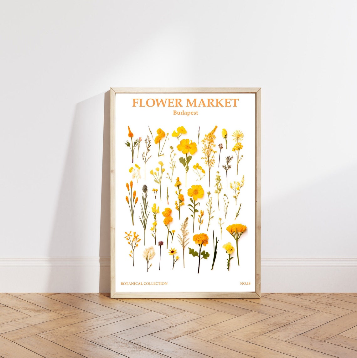 Budapest Flower Market Yellow Pressed Wildflower Botanical Poster - Image 5