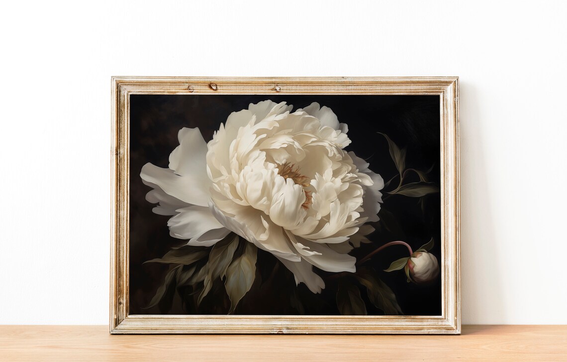Peony Vintage Flower Art Print, Moody Botanical - Image 2