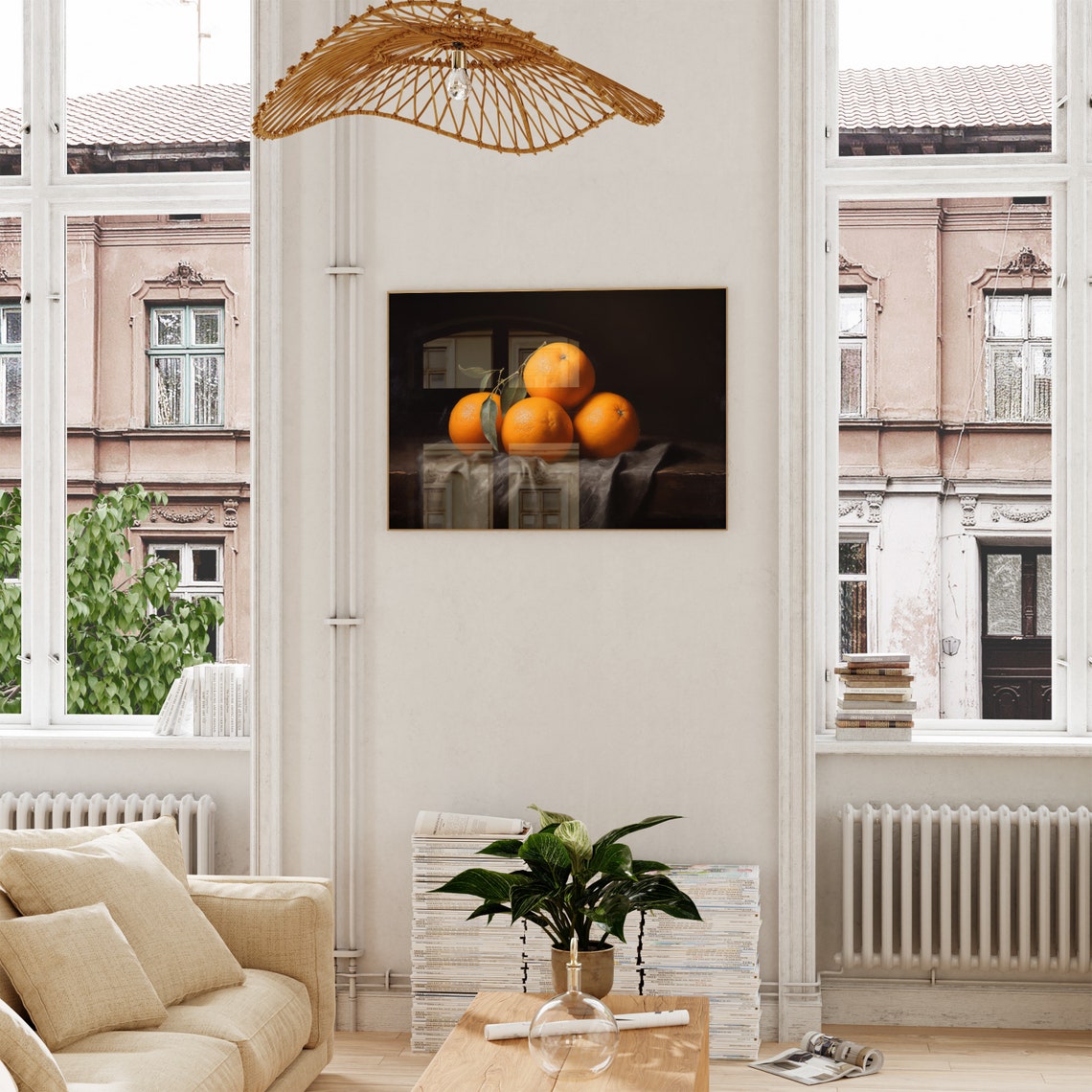 Fresh Oranges Moody Citrus Still Life Fruit Painting Wall Art - Image 4