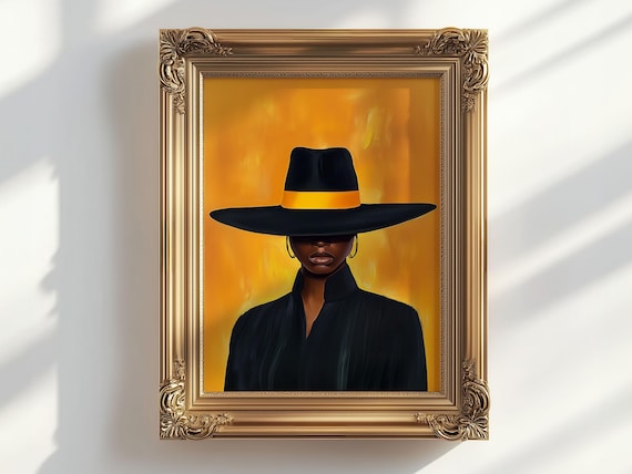 Golden Hour Wide Brim Hat Woman Portrait Painting Art Poster