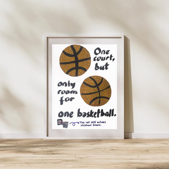 Basketball Dreams Hand Drawn Minimalist Sports Wall Art Instant Contemporary Art Trendy Modern Wall Art
