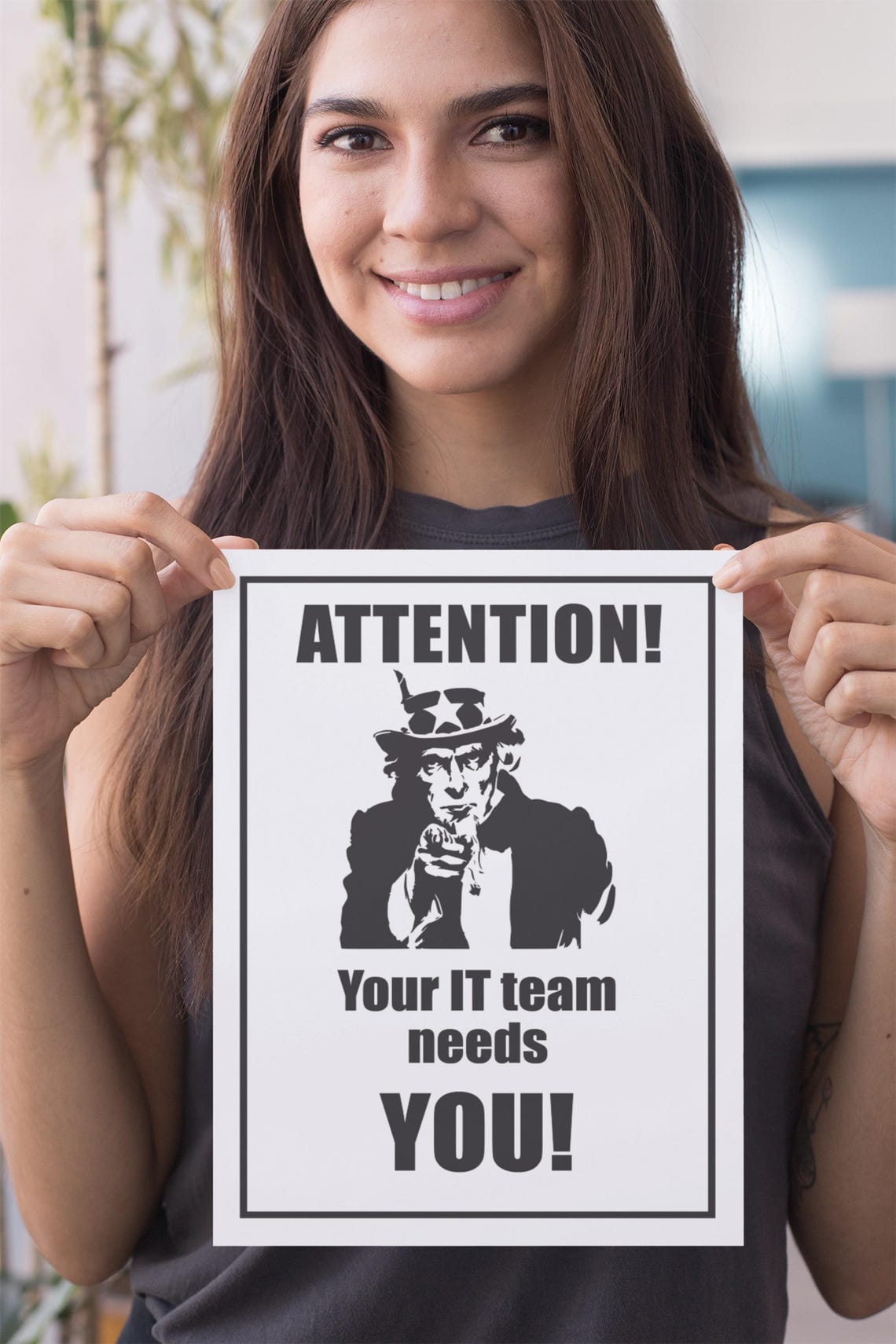 Attention Your IT Team Needs You Uncle Sam Parody Office Poster - Image 2