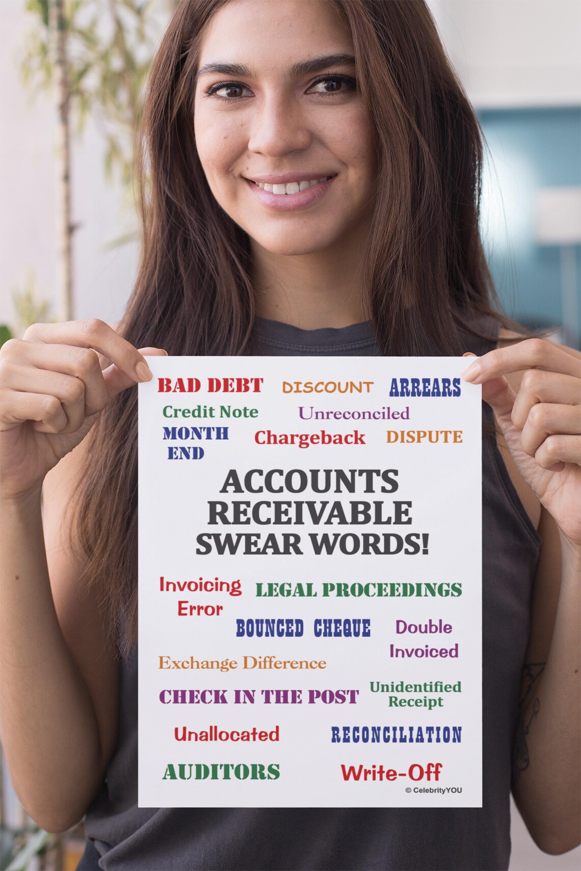 Accounts Receivable Swear Words Colorful Finance Office Poster - Image 2
