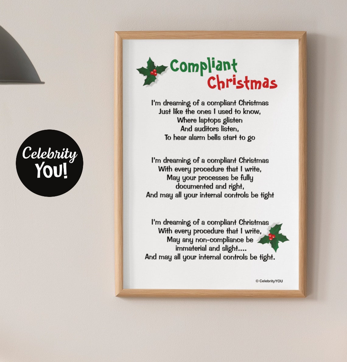 Compliant Christmas Funny Accountant Holiday Song Lyrics Poster Gift - Image 2