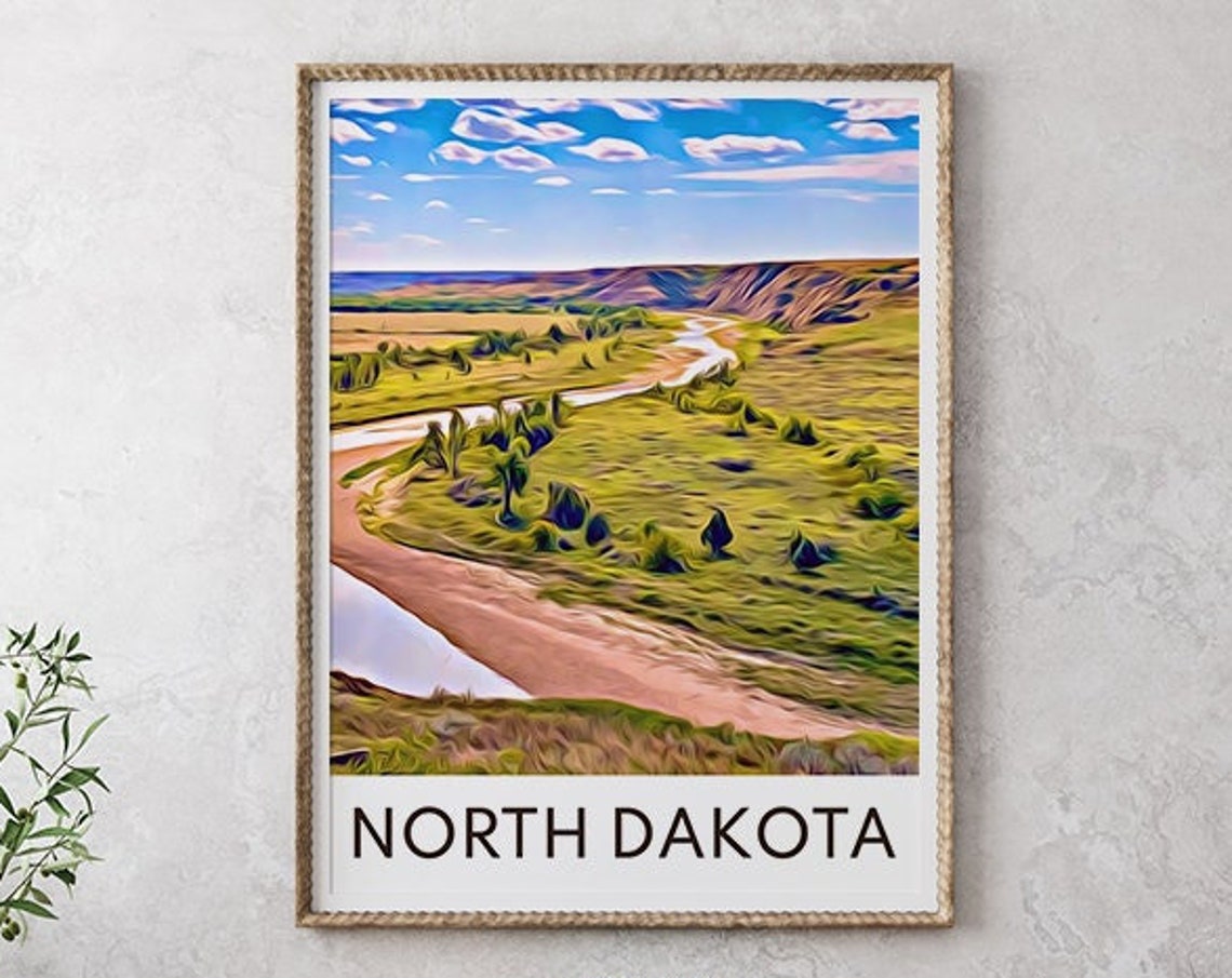 North Dakota Print North Dakota Art North Dakota Wall Art North Dakota Poster North Dakota Art Print North Dakota Travel Gift Travel - Image 2