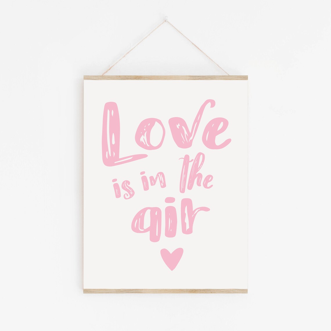 Love Is in the Air Pink Hand Lettered Heart Sign Wall Art Print - Image 2