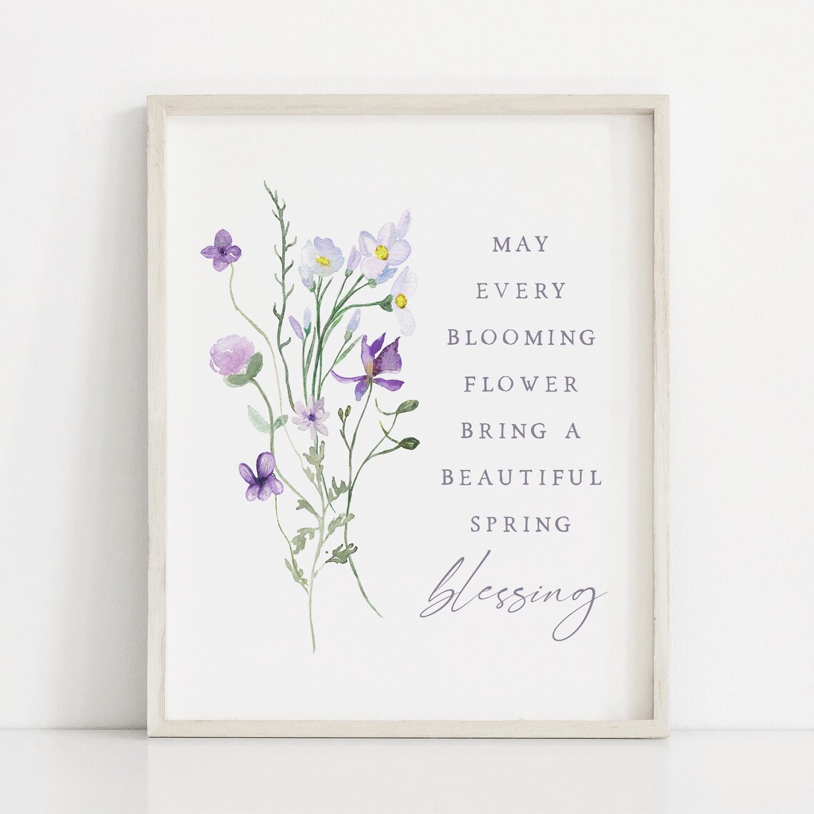 Spring Blessing Quote Purple Wildflowers Watercolor Floral Wall Print - Image 4