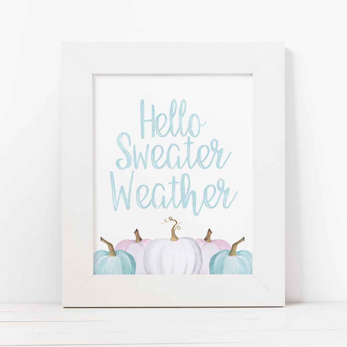 Hello Sweater Weather Pastel Pumpkins Art Print - Image 2