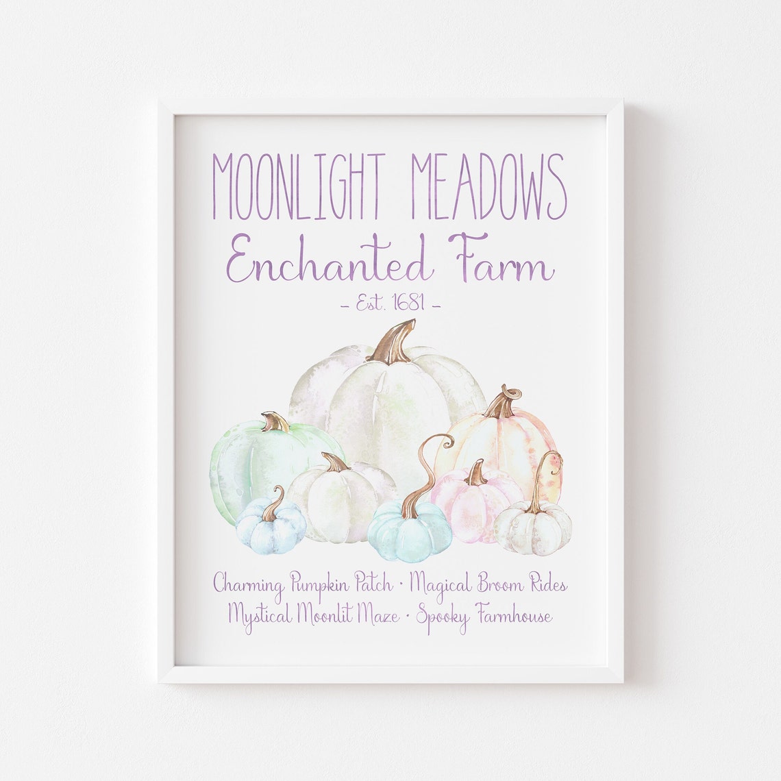 Enchanted Pumpkin Patch Cute Pastel Halloween Wall Art Whimsical Fall Artwork Magical Fantasy Sign Spooky Farmhouse Decor - Image 5