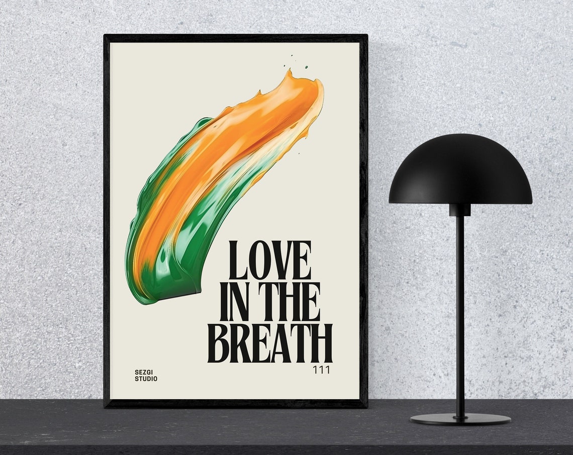 Love in the Breath 111 Angel Number Orange Brushstroke Poster