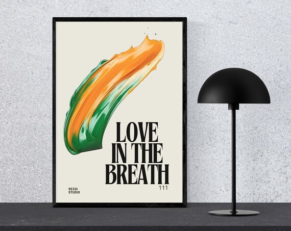 Love in the Breath 111 Angel Number Orange Brushstroke Poster