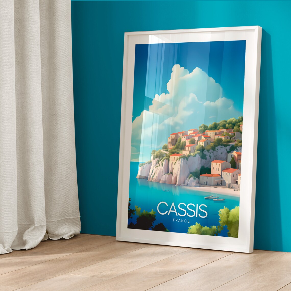 Cassis France Travel Poster with Cliffside Village and Turquoise Sea - Image 5