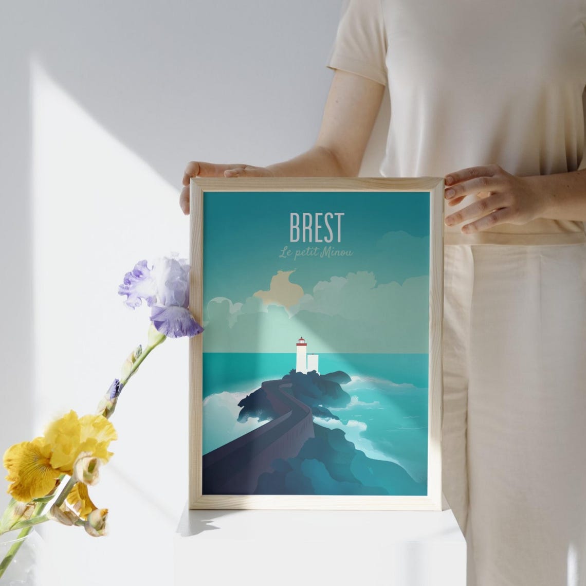Brest Le Petit Minou Lighthouse Brittany Rocky Coastline Poster - Image 2