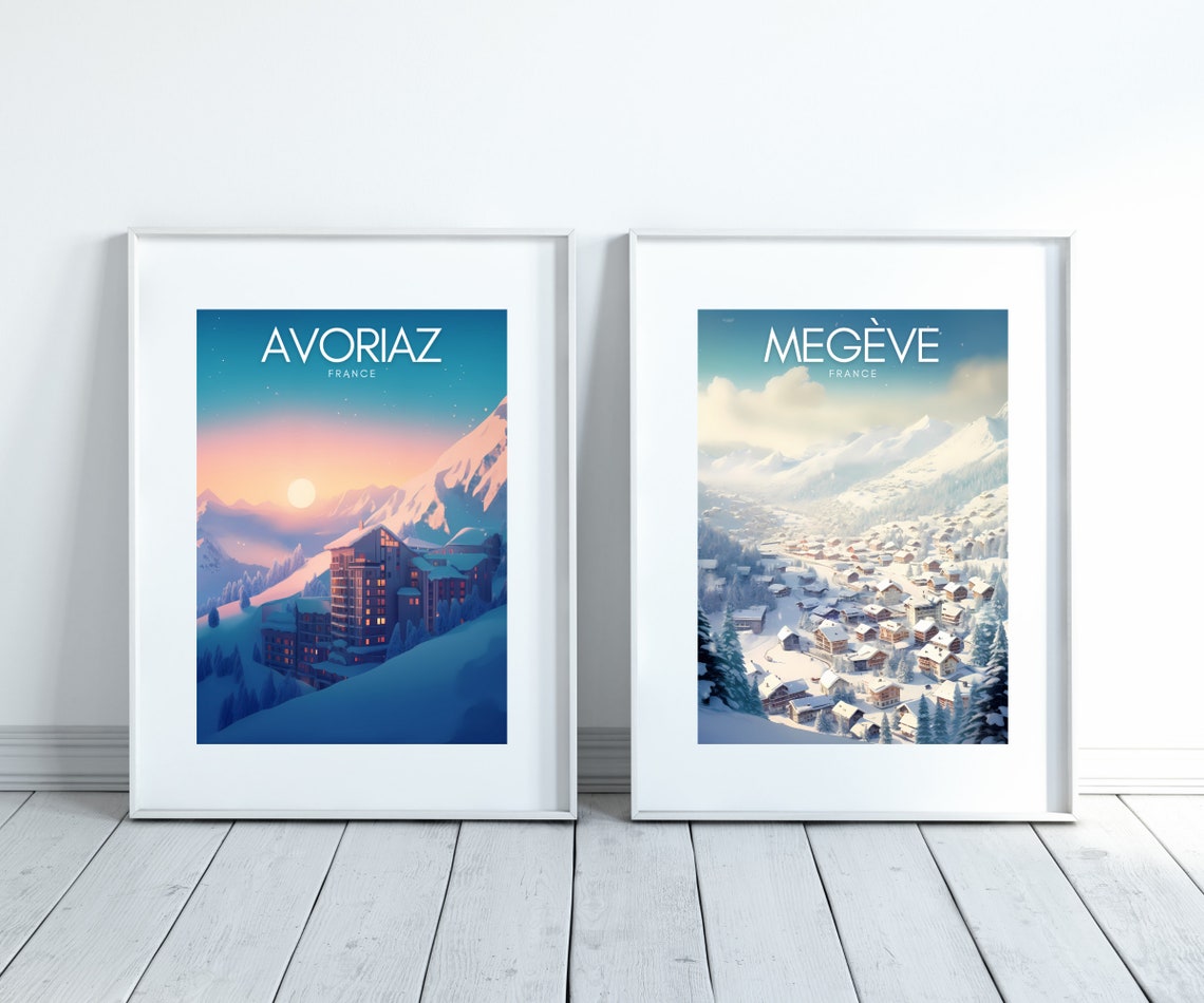 Avoriaz Poster Mountain Wall Art Ski Resort Print French Alps Art Winter Landscape France Travel Poster Ski Gifts Holiday Decor - Image 3