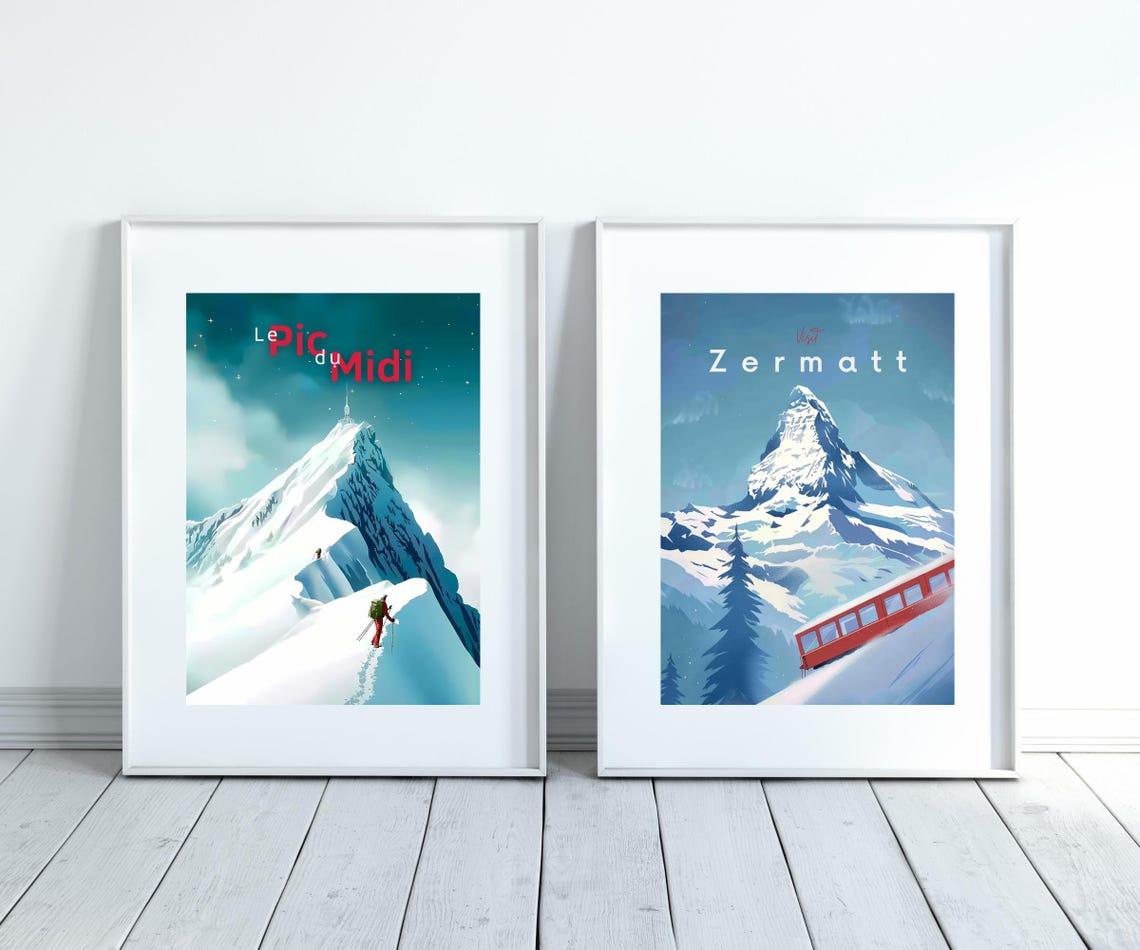 Le Pic du Midi Pyrenees Snowy Summit Lone Climber Winter Poster - Image 3