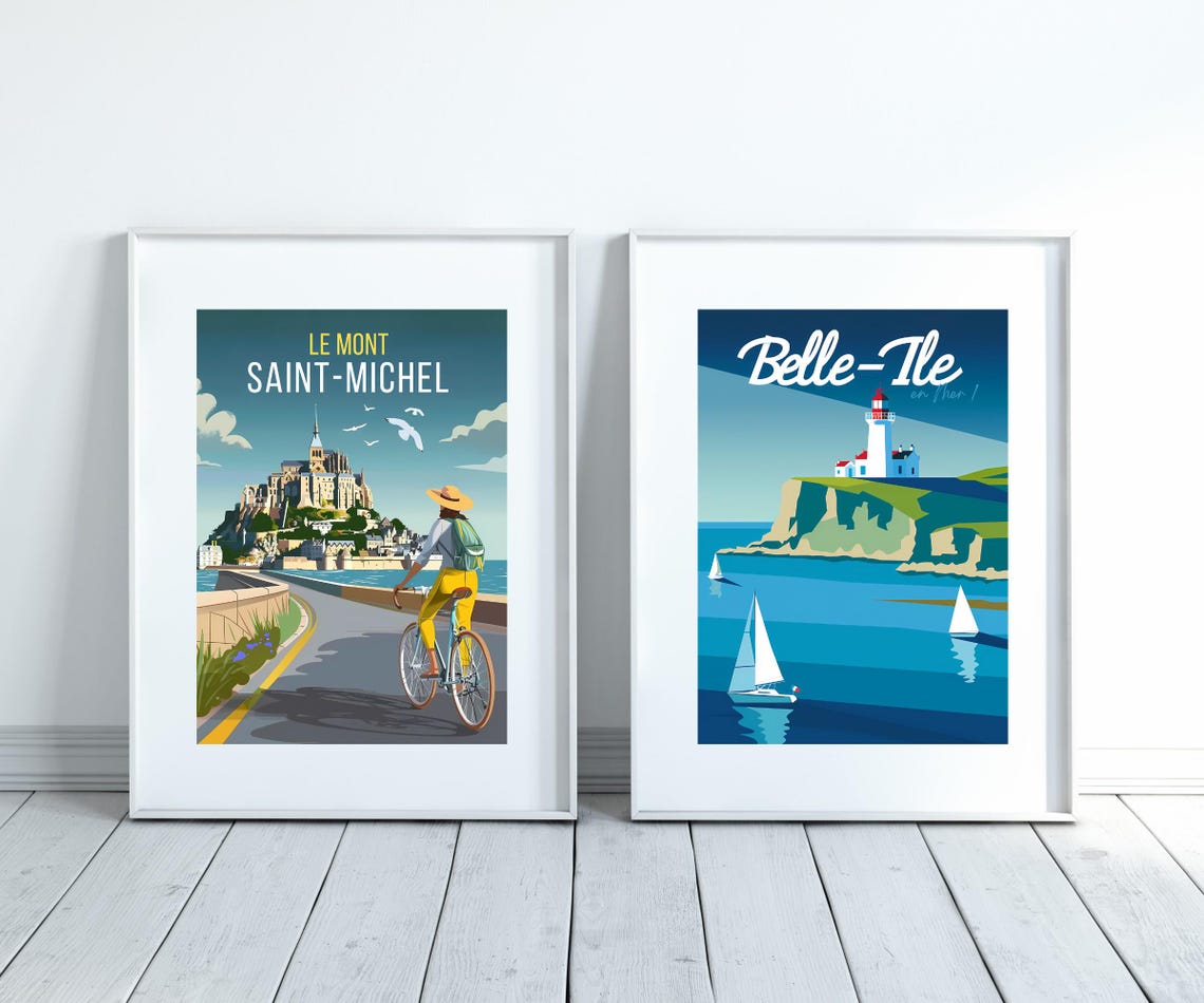 Mont Saint Michel Poster Normandy Travel Poster France Coastal Wall Art Normandy Print Mont St Michel French Poster Godmother Gift - Image 3