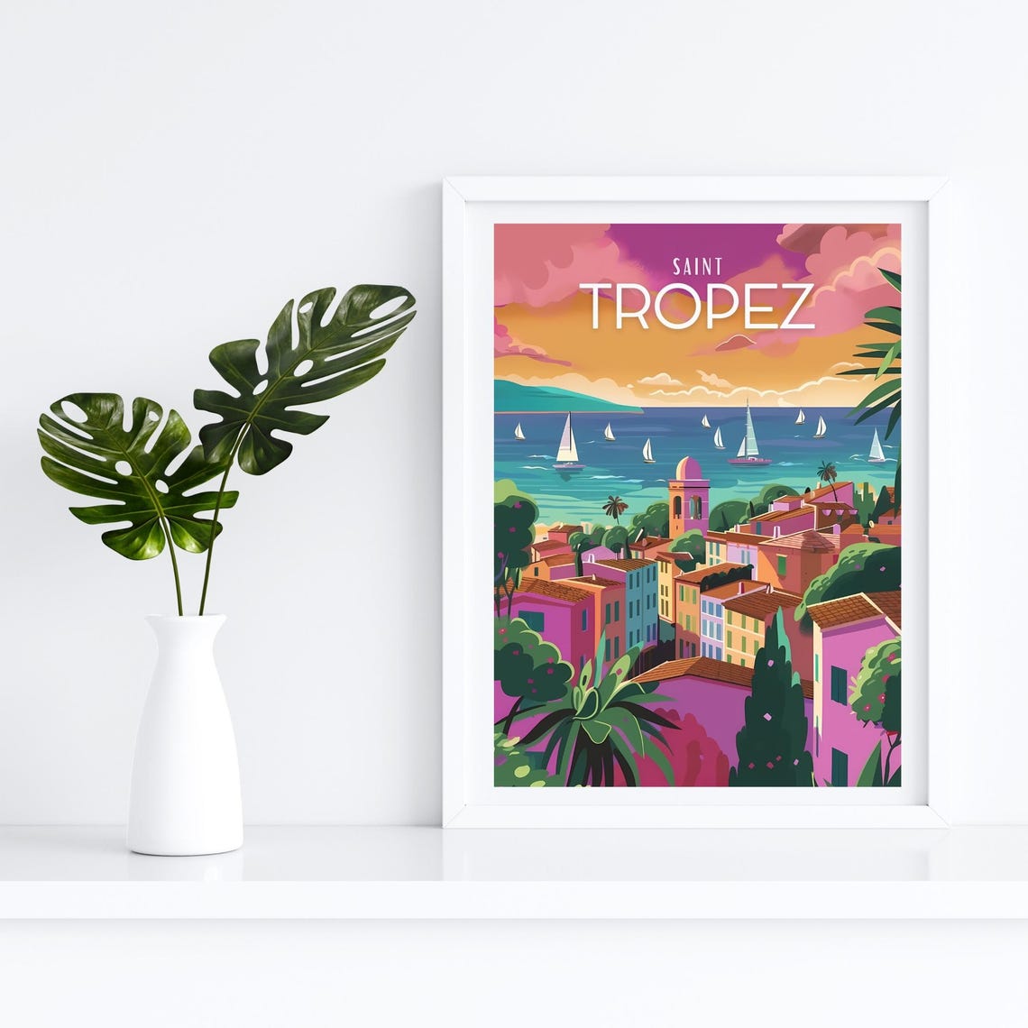 Saint Tropez Sunset Harbor Colorful French Riviera Sailing Poster - Image 4