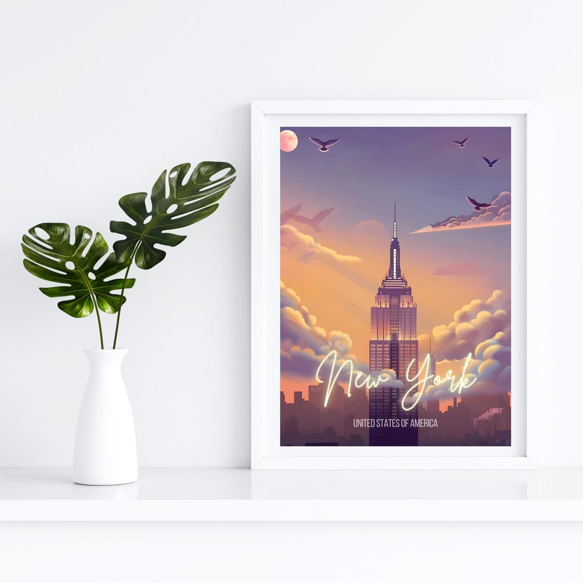 New York Empire State Building Sunset Skyline Cityscape Poster - Image 4