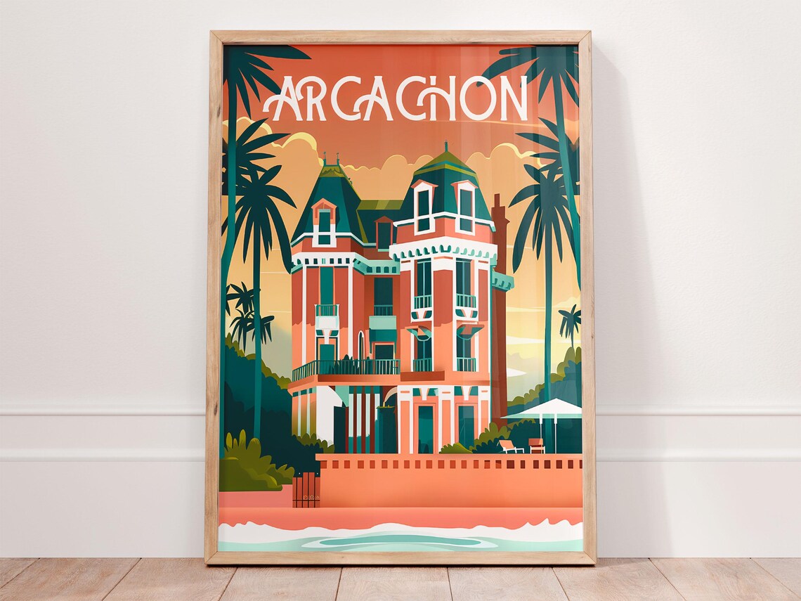 Arcachon Vintage Travel Poster, France Coastal Art Print