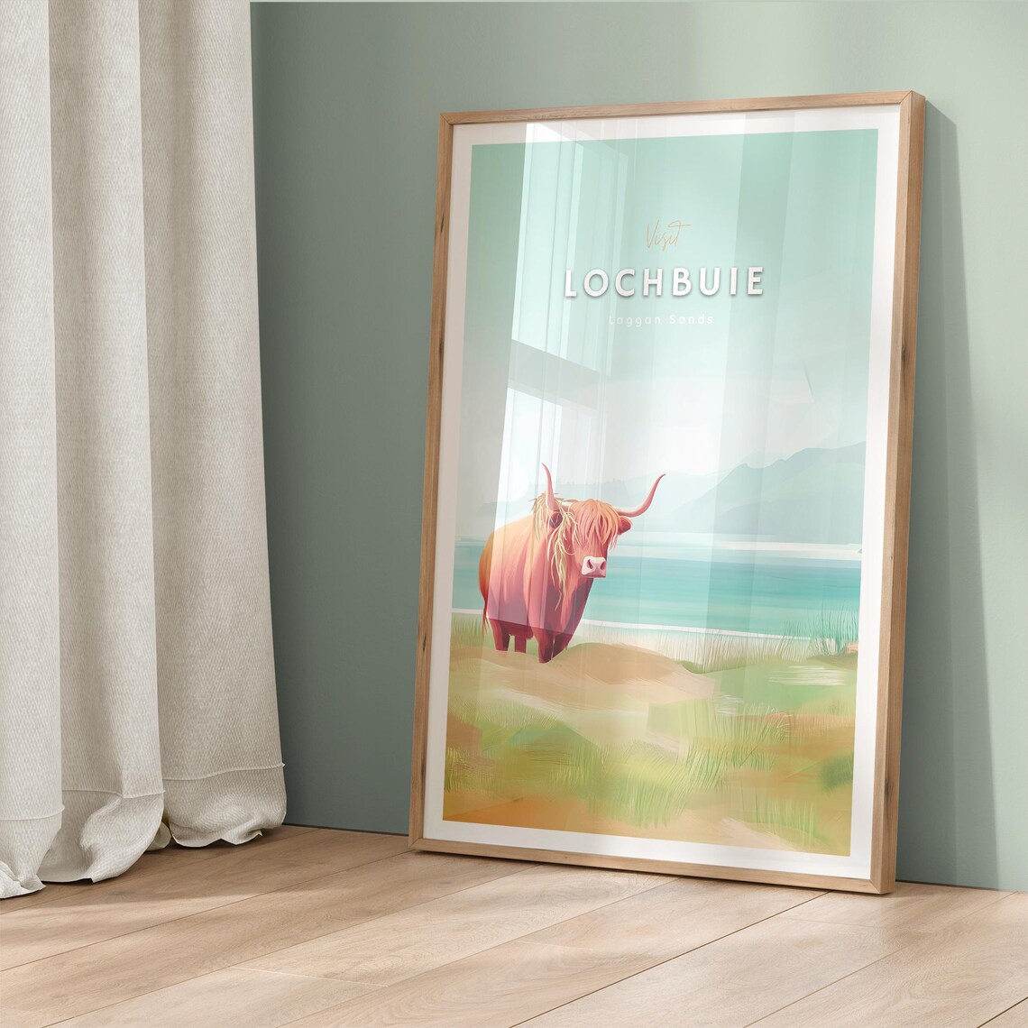Lochbuie Laggan Sands Highland Cow Scotland Beach Travel Poster - Image 5