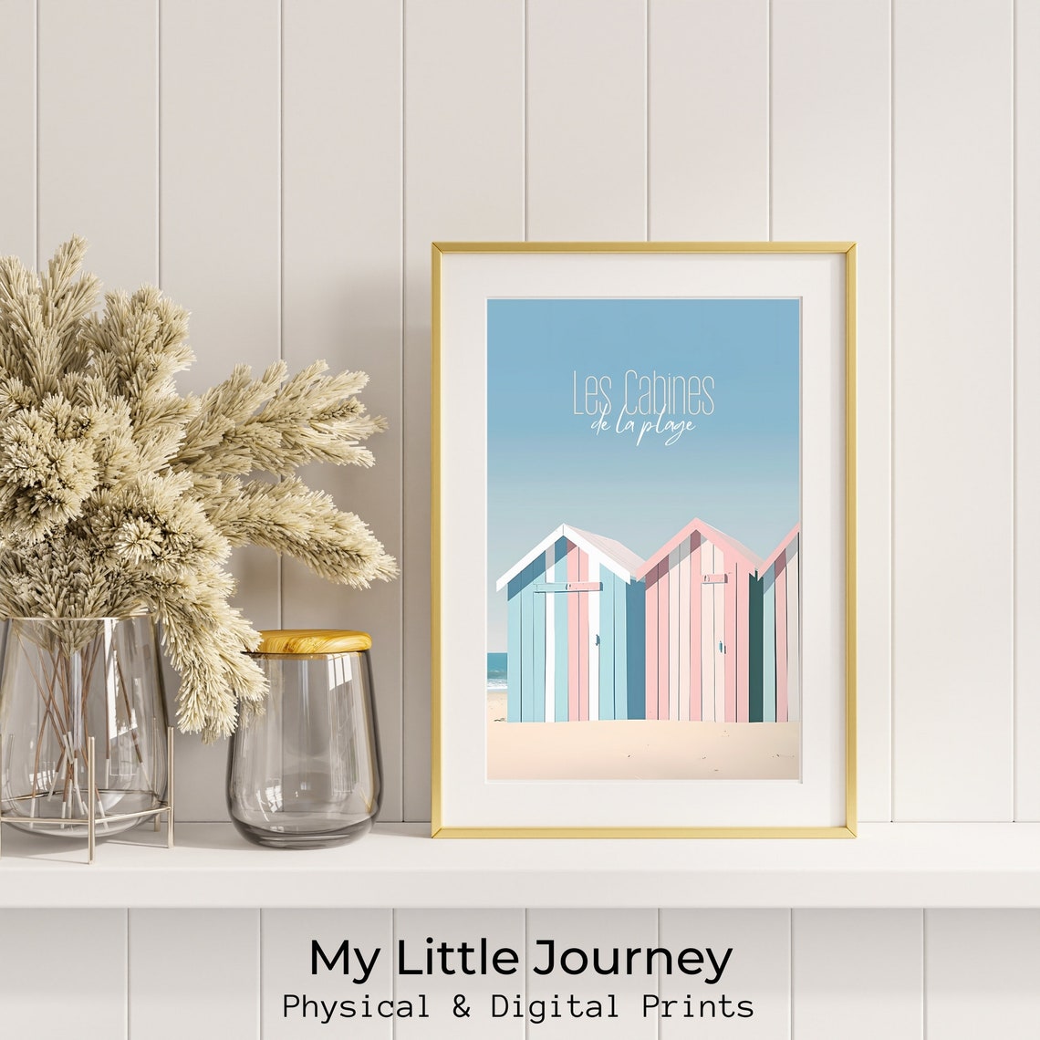 Les Cabines de la Plage Pastel Beach Huts French Seaside Poster - Image 2