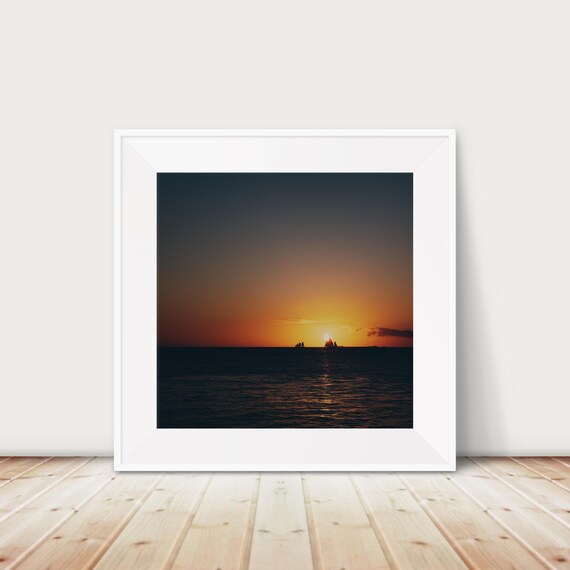Key West Sunset Sailboats on Ocean Twilight Photography Poster