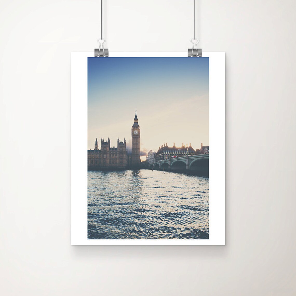Big Ben Houses of Parliament London Sunset River Thames Poster