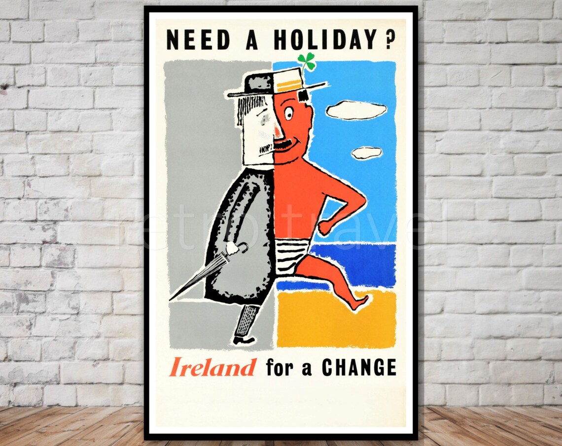 Ireland Vintage Travel Poster, Travel Poster