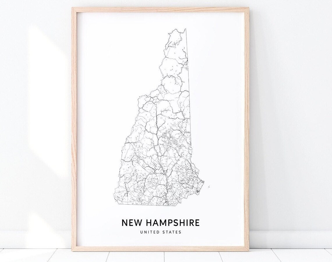 New Hampshire Map Art Print, Modern USA Poster