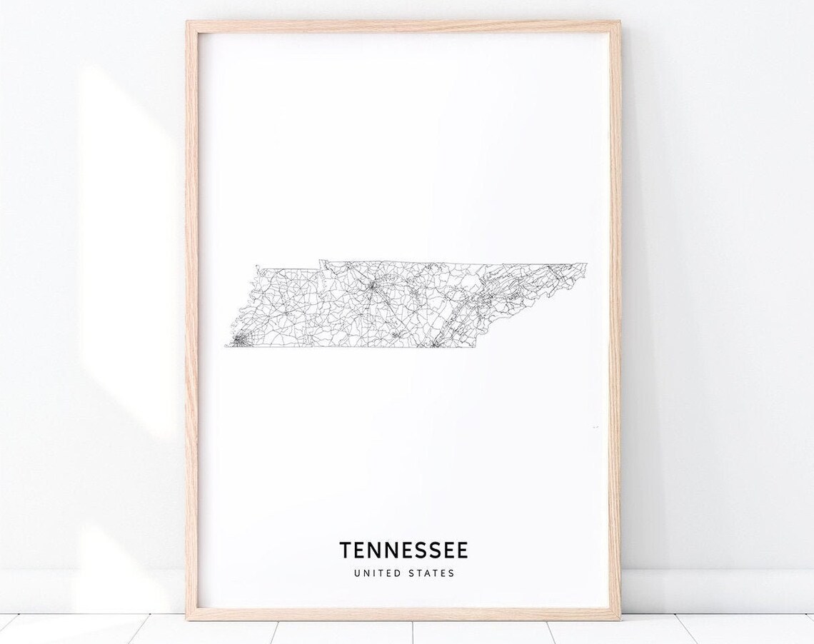 Tennessee Map Print, Modern State Road Art Poster