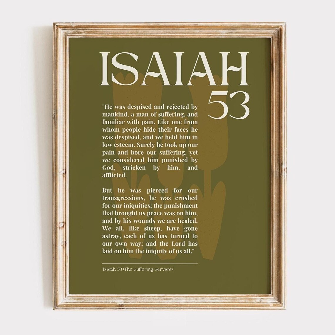 Isaiah 53 Scripture Art Print Green Boho Decor