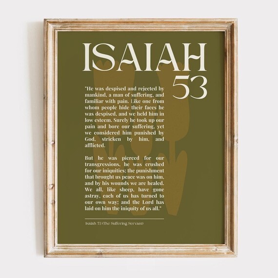 Isaiah 53 Scripture Art Print Green Boho Decor