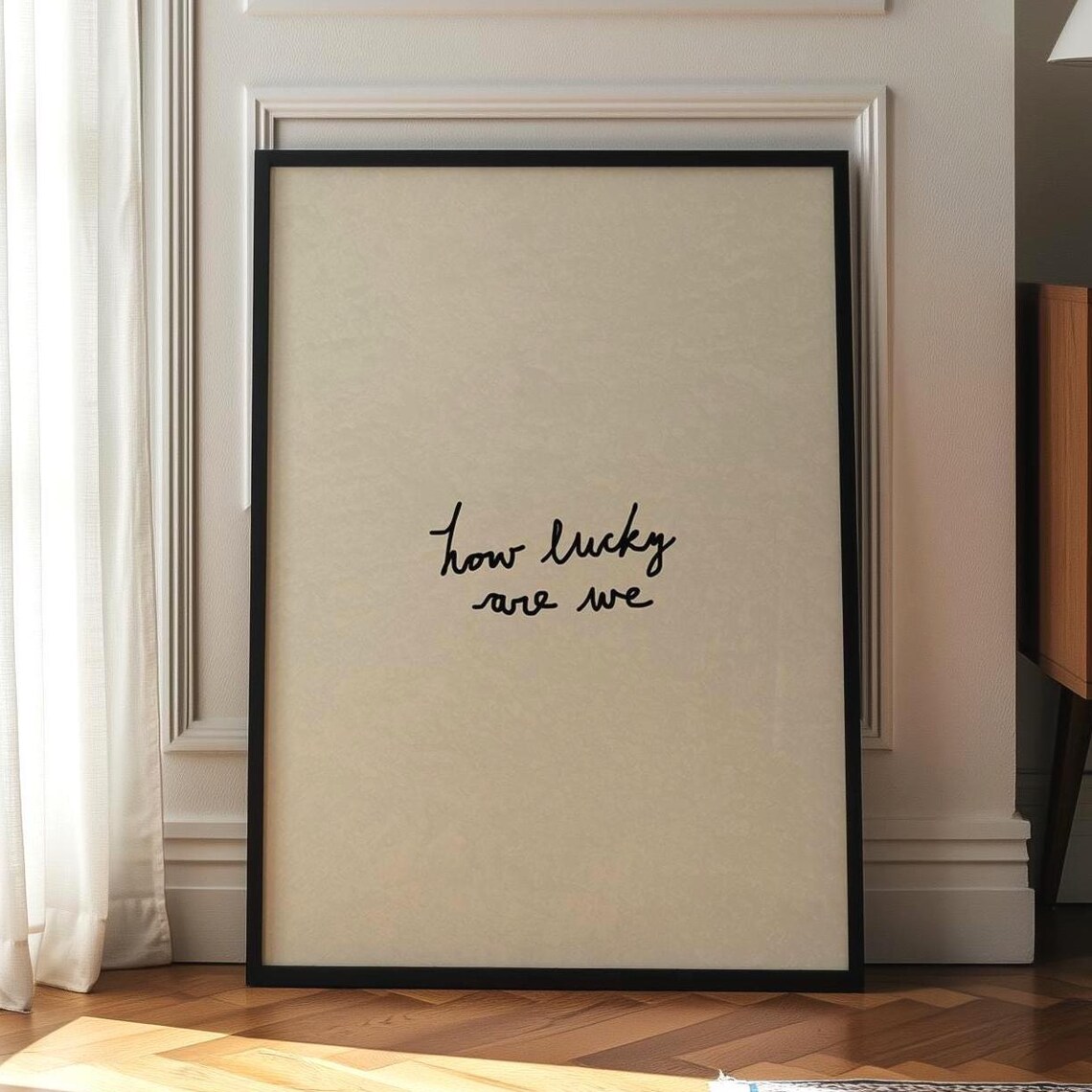 How Lucky Are We Handdrawn Typography Art Print