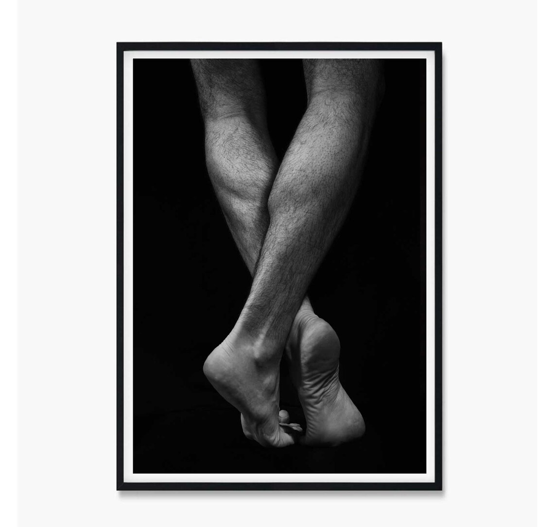 Crossed Male Legs Black and White Fine Art Photography Poster