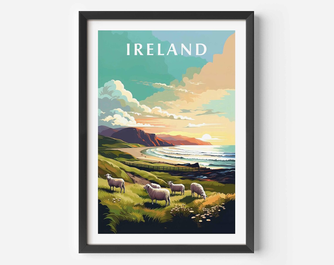 Ireland Travel Poster, Europe Wall Art Prints