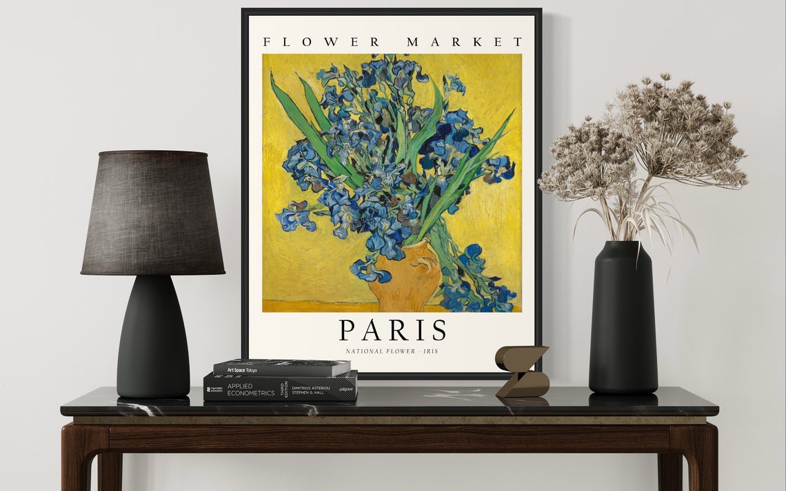 Paris Flower Market Impressionist Iris Still Life Art Poster - Image 2