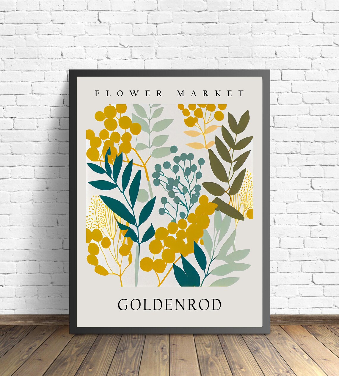 Goldenrod Mustard Yellow Botanical Flower Market Pastel Art Print