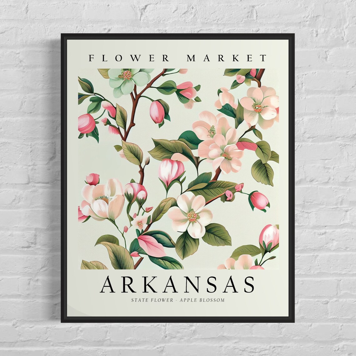 Arkansas State Flower Apple Blossom Botanical Art Print