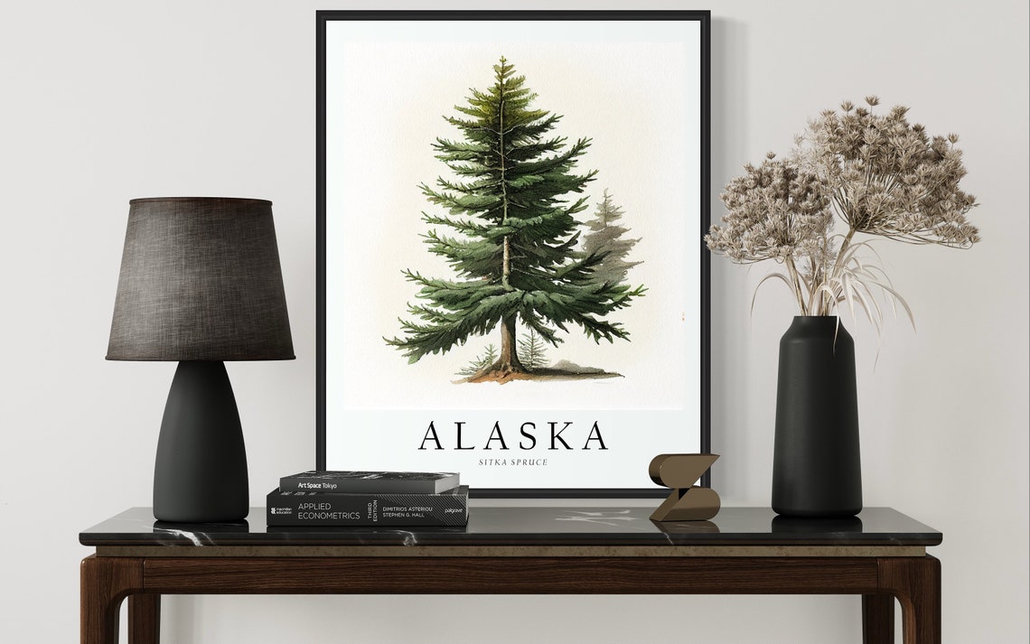 Alaska Sitka Spruce Watercolor State Tree Botanical Art Print - Image 3